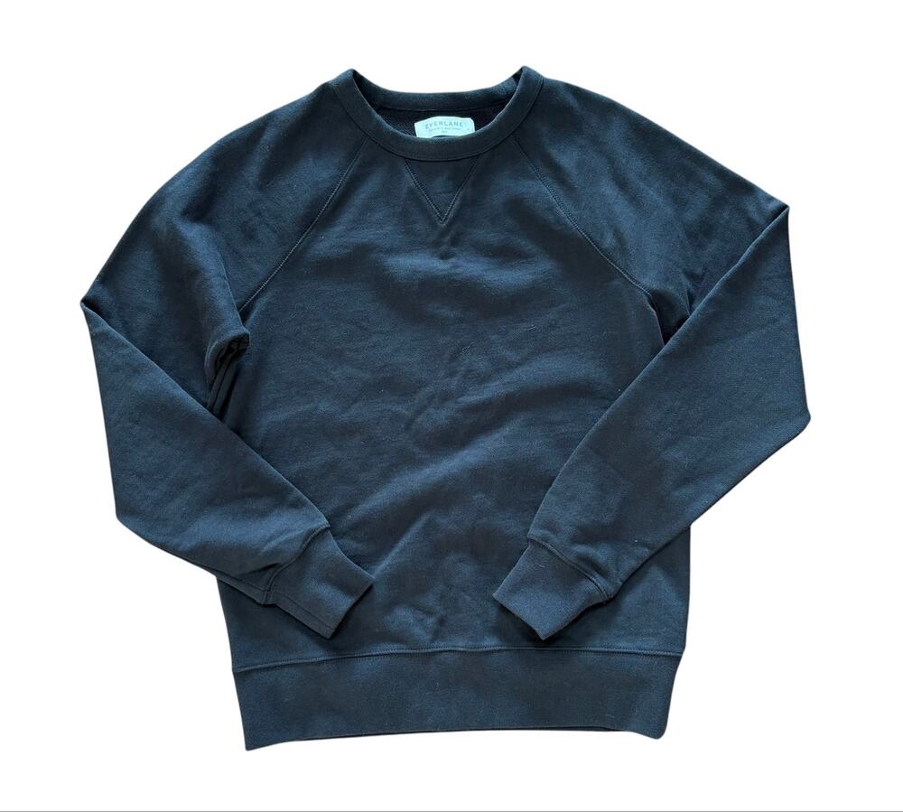 Everlane Classic French Terry Crew Pullover Washed Black Sweatshirt XXS